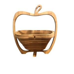 Wooden apple shaped collapsible basket